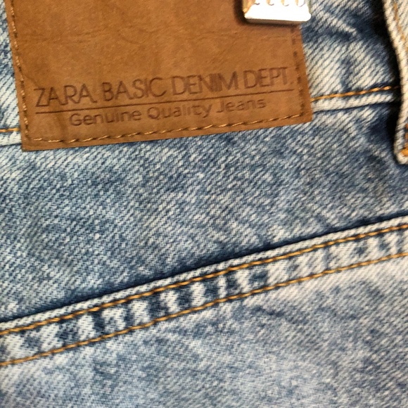 Zara Paint Splattered Denim Skirt with Front Slit - Size Small - Picture 7 of 11